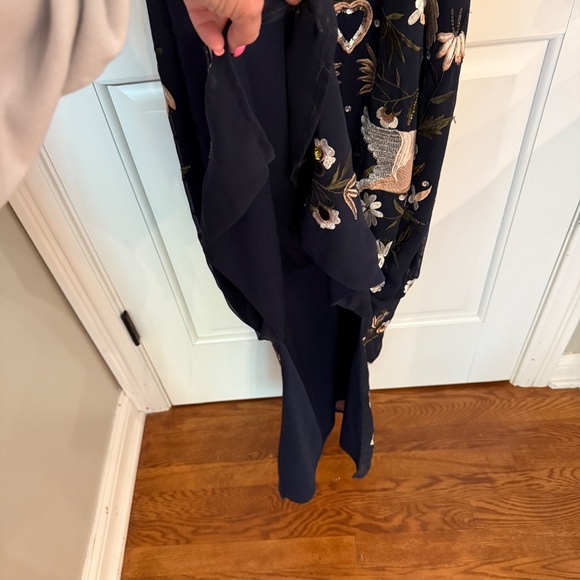 Frock & Frill Navy Pink Bird Floral Embroidered Beaded Maxi Dress - 45624 - Picture 6 of 13